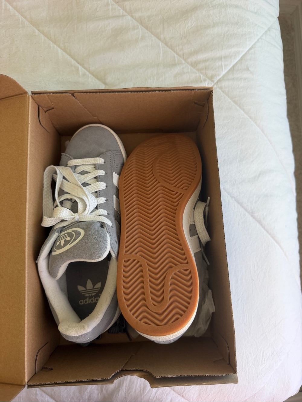 adidas Size 7 Womens Light Gray Suede Sneakers with White Stripes - Picture 4 of 4